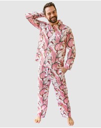 Sant And Abel - Men's Martinique® Pink Banana Leaf Long PJ Set