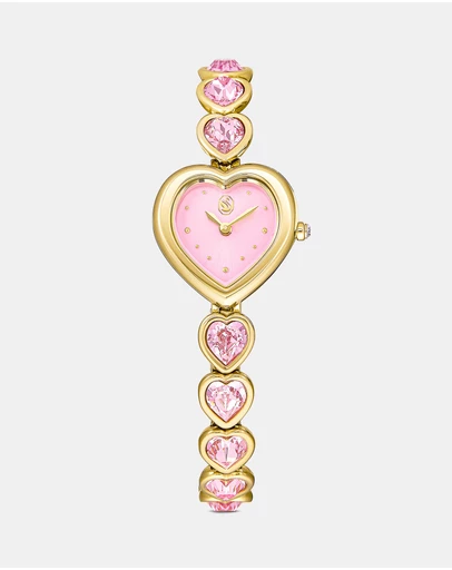 Swarovski - Idyllia Heart Watch, Crystal Bracelet, Pink, 18K Gold Finish