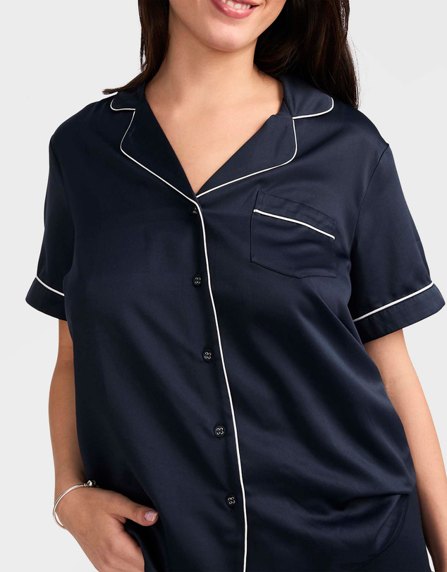 Mitch Dowd - Mitchdowd Navy Satin Pyjama Set