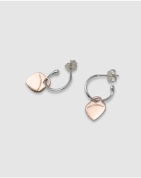 Von Treskow - Open hoop studs with VT flat heart