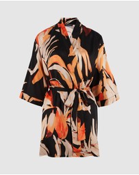 Sans Complexe - Pure Chic Floral Print Short Viscose Satin Robe