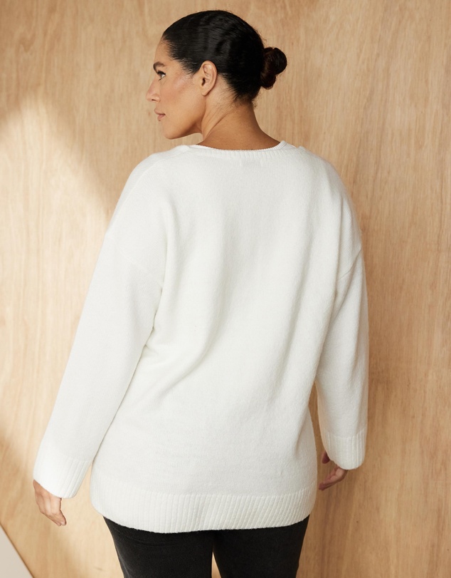 Atmos&Here Curvy - Teo V Neck Knit Jumper