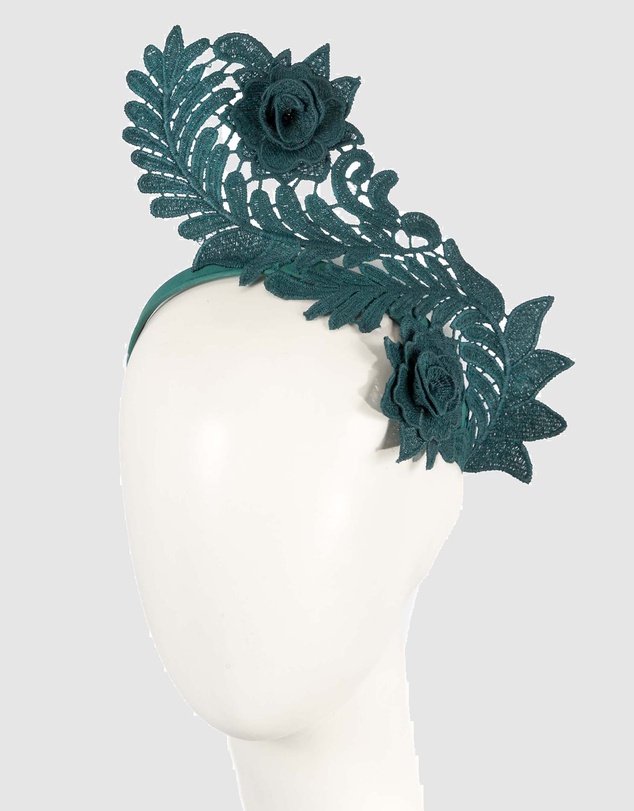 Max Alexander - Teal Lace Crown Headband Fascinator