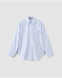 M.N.G - Striped Shirt With Rhinestone Detail