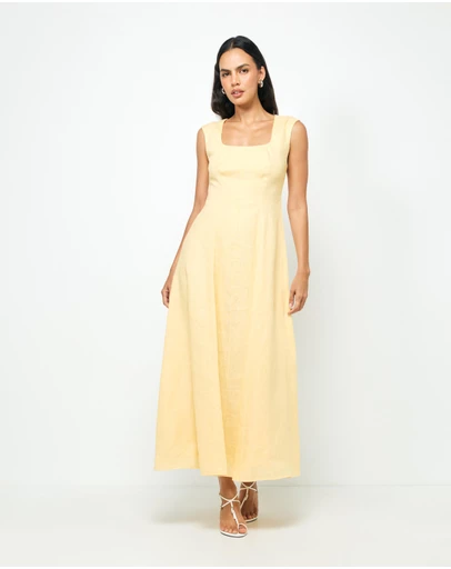 AERE - Chloe Panelled Linen Midi Dress