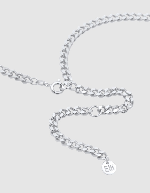 Elli Jewelry - Necklace Curb Y-Chain Layerlook Adjustable in 925 Sterling Silver