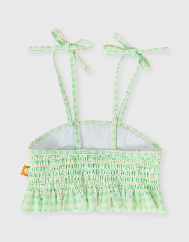 Goldie + Ace - Gingham Daisy Shirred Bikini Top - Babies-Kids