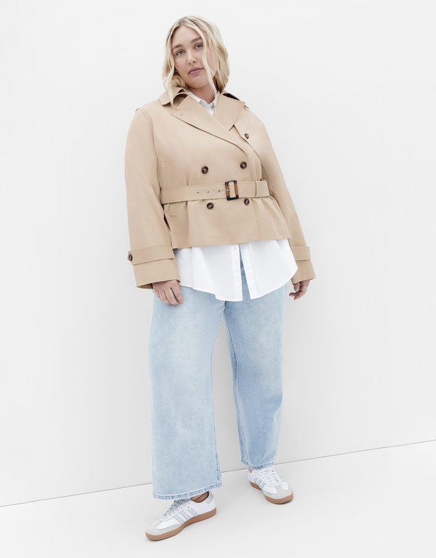 City Chic - Plus size Leah Crop Trench - taupe