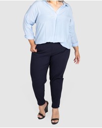 Love Your Wardrobe - Jada Wide Elastic Waist Stretch Bengaline Pants