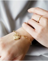 Wanderlust + Co - Heart Gold Locket Bracelet