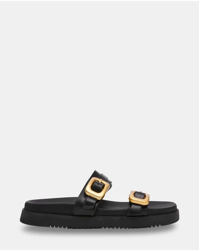 Steve Madden - Margey Black Leather Sandals