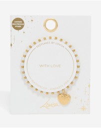 Lovisa - Waterproof Gold Plated Stainless Steel White Semi Precious Stone Heart Charm Stretch Bracelet