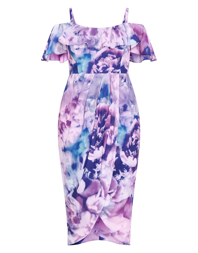 City Chic - Floral Drape Midi Dress
