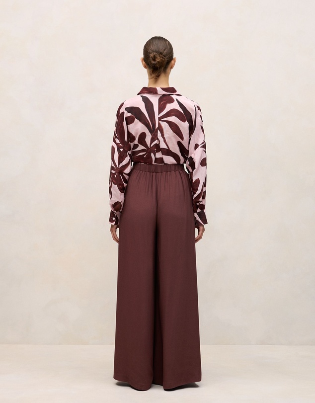 Trenery - Pleat Detail Palazzo Pant in Espresso