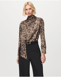 M.N.G - Animal-Print Blouse With Scarf