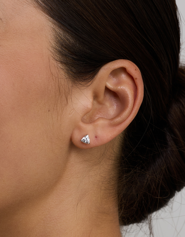 Michael Hill - Trillion-Cut Cubic Zirconia Solitaire Stud Earrings in Sterling Silver