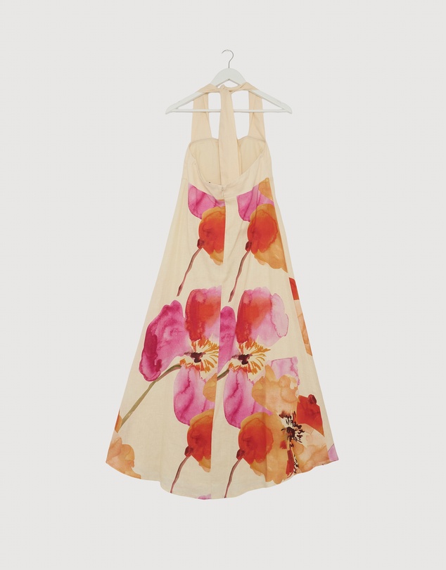 Revibe - Repaired AERE Fiora Linen Midi Dress - AU 8
