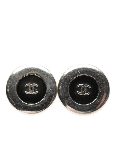 Pre-Loved by Azura Reborn - Pre-Loved Silver Plated Resin CC Round Button Clip On Earrings