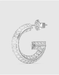 GUESS - Silver-Tone G Crystal Hoop Earrings