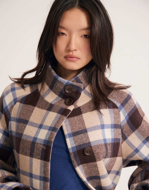 Oxford - Edi Checked Funnel Collar Coat