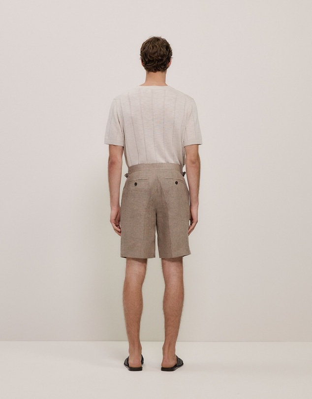 Trenery - Yarn Dyed Linen Tailored Short in Otter
