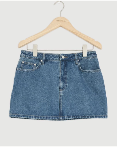 Revibe - Repaired Assembly Label Cotton Denim Womens Skirts
