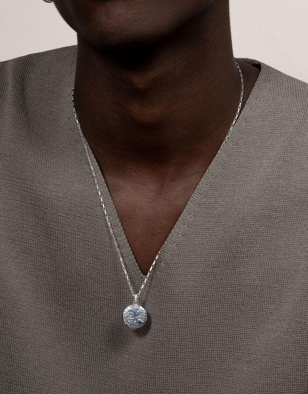 Dower & Hall - Men's One World Talisman Necklace In Sterling Silver