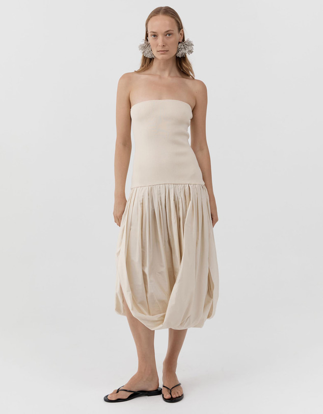 St. Agni - Raw Silk Asymm Balloon Dress