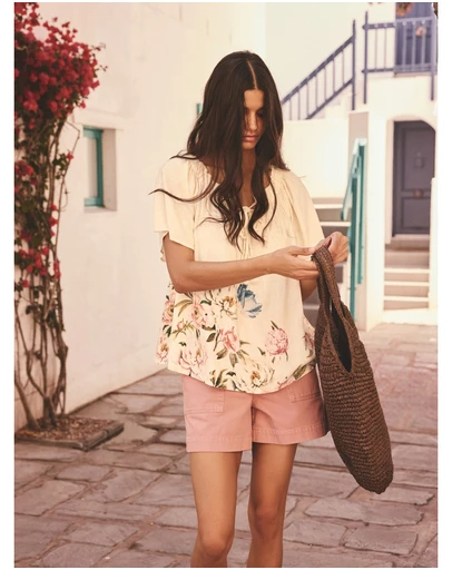 NEXT - Short Sleeve Tie Neck Bardot Top