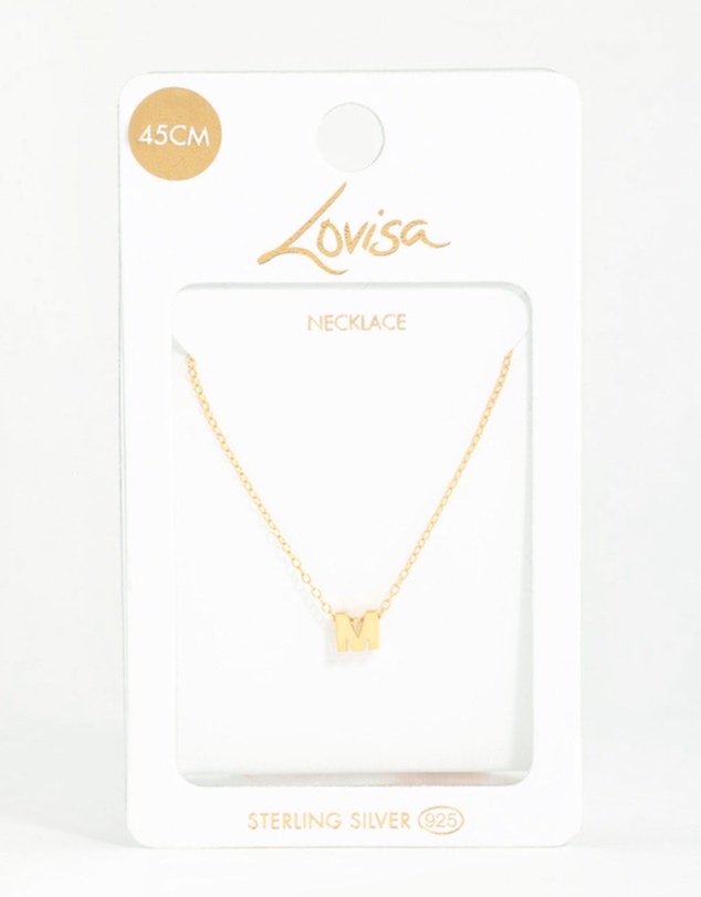 Lovisa - Gold Plated Sterling Silver Intial M Necklace