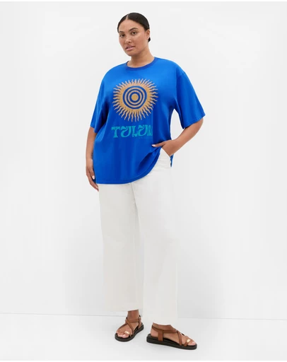 City Chic - Plus size Summer Sun Tee - blue