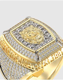 GUESS - 14MM LION PAVE Gold-Tone SIGNET RING
