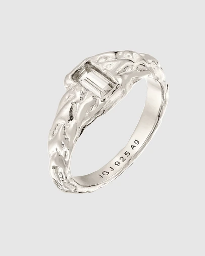 Elli Jewelry - Crumpled Topaz Signet Ring in 925 Silver