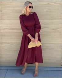 Esther & Co - Iolana Dress - Wine Long Sleeve