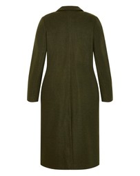 City Chic - Plus size Naomi Longline Coat - hunter green