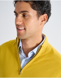 3 Wise Men - 3 Wise Men Harvey Zip Neck Merino Knit - Mustard