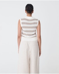 Forcast - Kaia Striped Collared Top