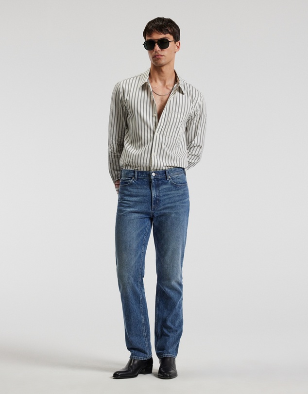 Calibre - Relaxed Cotton Striped Shirt Black Stripe