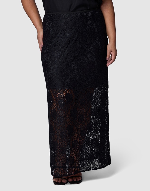 Pink Dusk by Curve Project - Captivated Lace Maxi Skirt