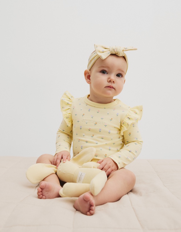Country Road - Organically Grown Cotton Frill Long Sleeve Logo Bodysuit