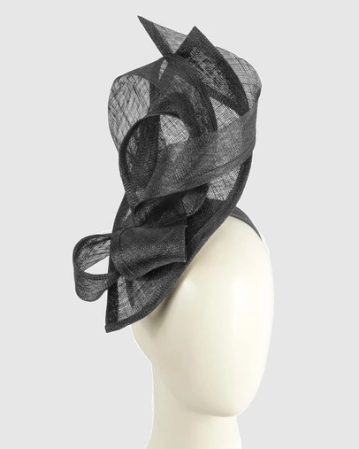 Max Alexander - Tall Black Sinamay Fascinator Headband