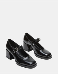 Steve Madden - Lisbon Black Crinkle Patent Mary Jane Loafers