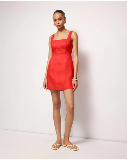 AERE - Kaili Linen Square Neck Mini Dress