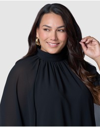 Pink Dusk by Curve Project - Fire and Rain Cape Blouse