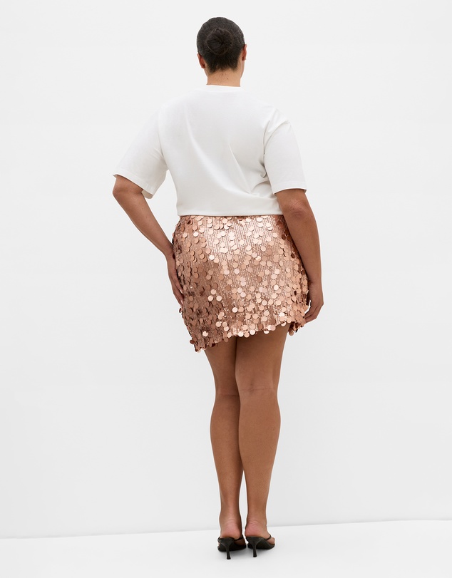 City Chic - Plus size Adorn Sequin Mini Skirt - bronze