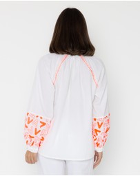 ALEXANDRA - Zoey Blouse White/Fluro Orange