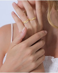 Elli Jewelry - Ring 5er Set Crystal 925 Sterling Silver Gold-Plated
