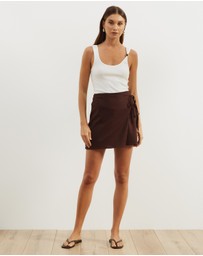 Atmos&Here - Jemima Linen Blend Mini Wrap Skirt