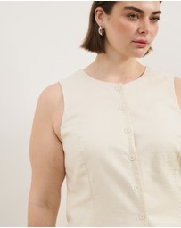 Atmos&Here Curvy - Heidi Linen Longline Vest