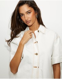 Dazie - Shade Boxy Short-Sleeve Denim Shirt